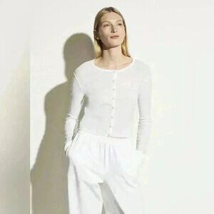 Vince White Long-Sleeve Button-Down Crop Top
